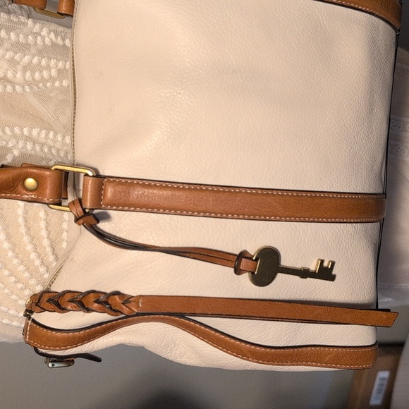 Fossil White and Tan Crossbody Satchel - EUC - Picture 5 of 9